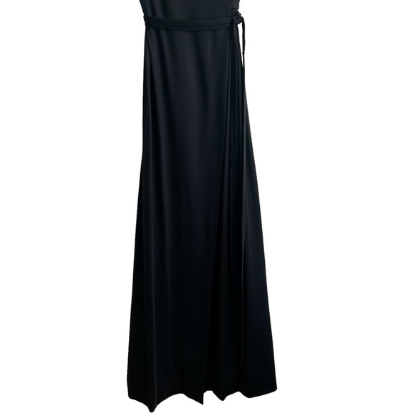 Diane Von Furstenberg Black Silk Jersey Yahzi Straight Wrap Maxi Dress 8 EPC - Picture 5 of 14
